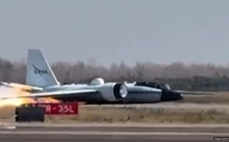 NASA research plane makes emergency belly landing at Houston Airport, video shows flames and sparks | Watch