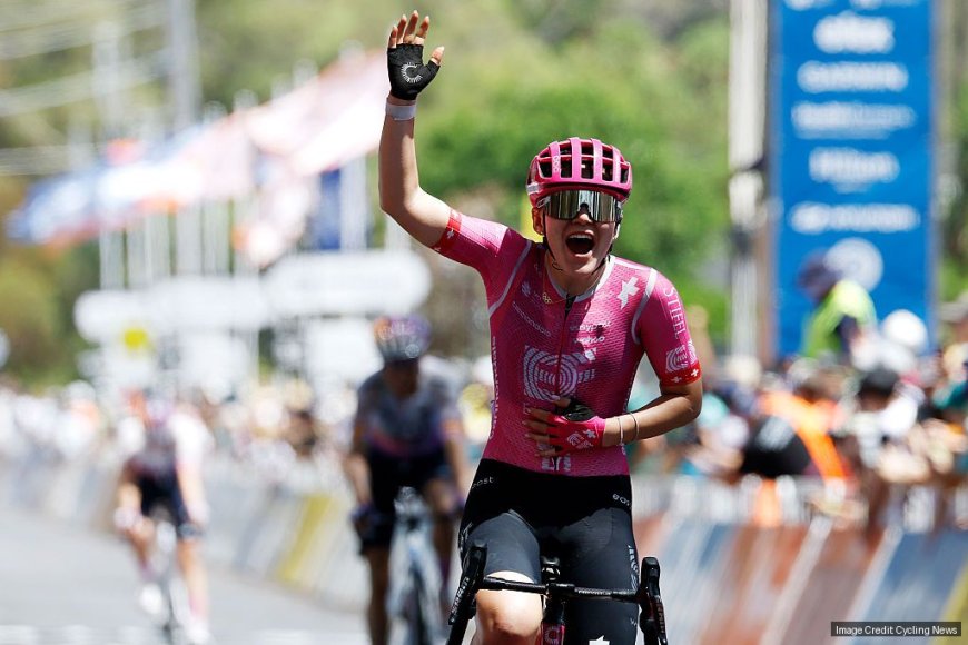 Women's Tour Down Under: Noemi Rüegg outsprints UAE Team ADQ rivals to win stage 3 and claims overall for second year in a row
