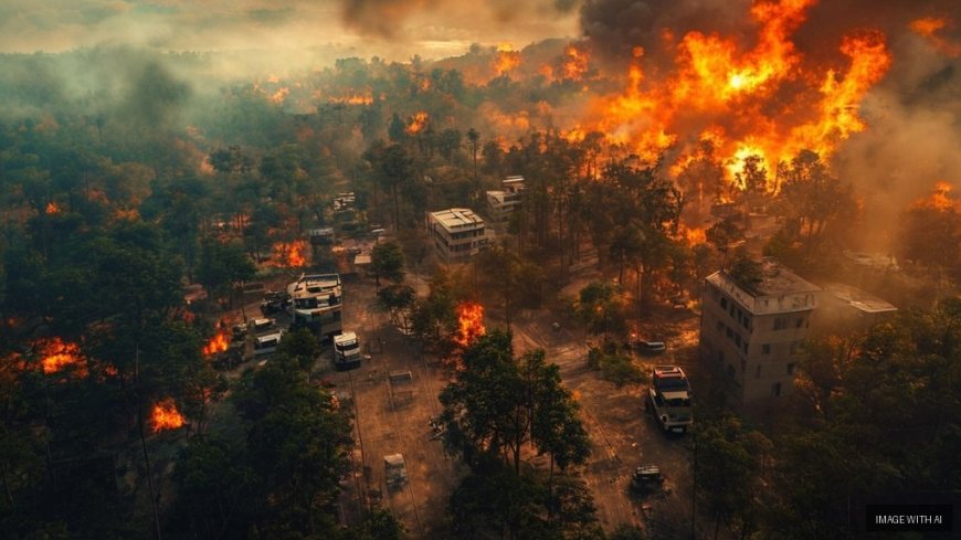 Massive Forest Fire Erupts Near Border in Pulwama, Jammu and Kashmir