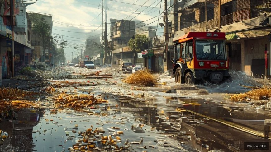 Sugarcane Tractor Overturns in Kolhapur, Causes Pipeline Burst and Basement Flooding